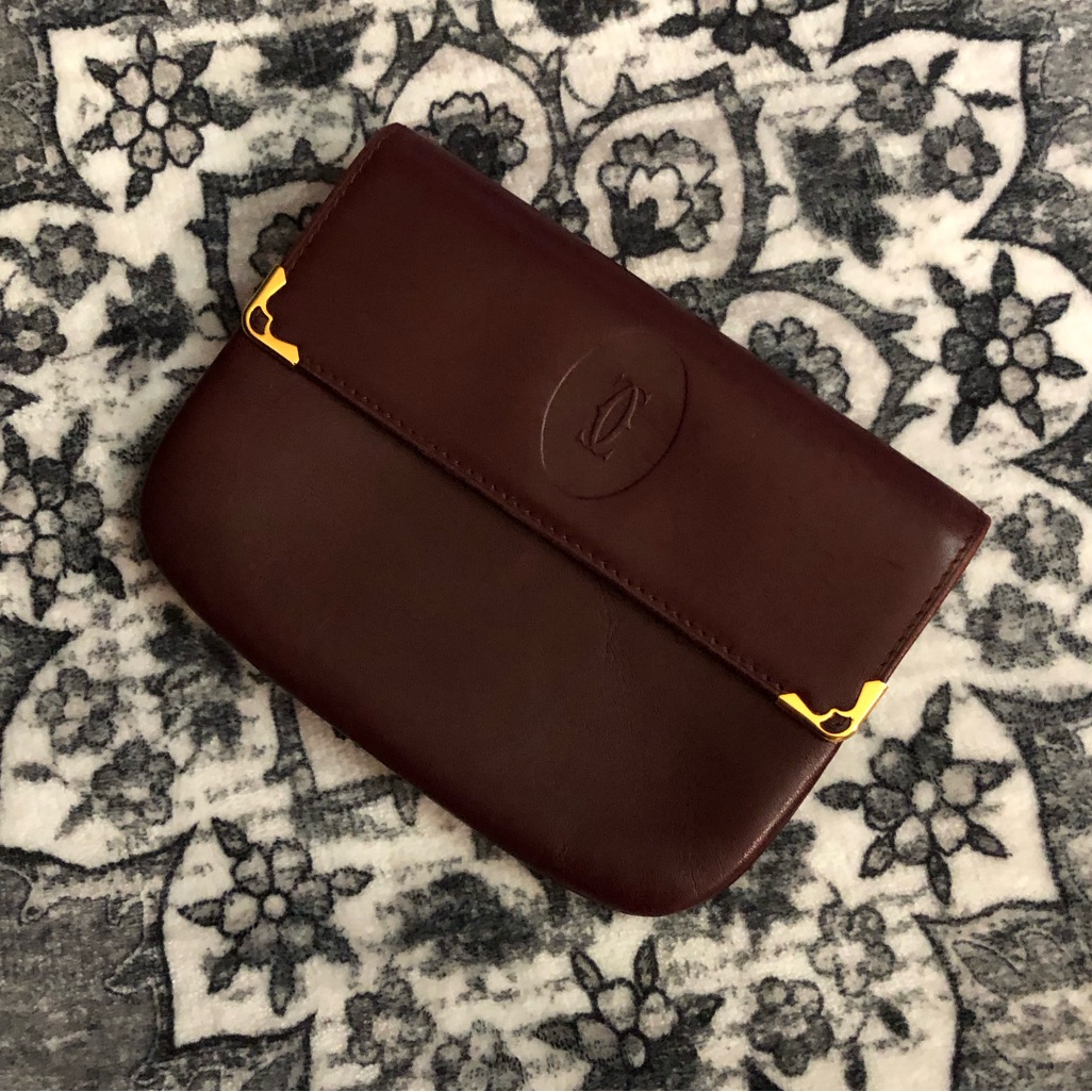 Cartier Authentic Paris Vintage Burgundy Leather Coin Purse Wallet Pouch